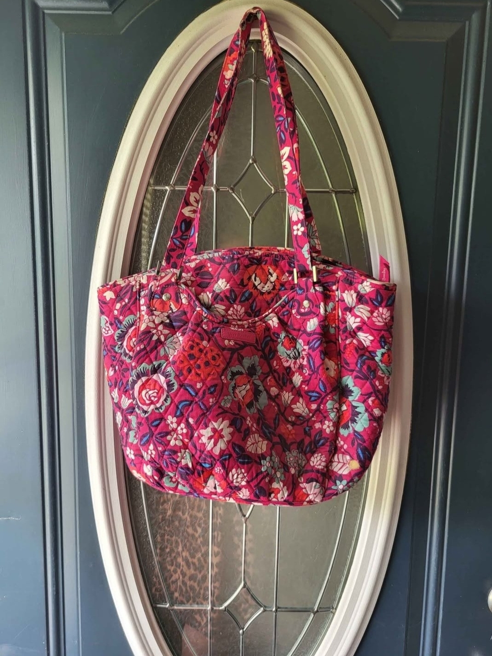 Vera Bradley Raspberry Pink Quilted Floral Tote